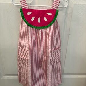 Florence Eiseman Pink and White Apron with Watermelon Design